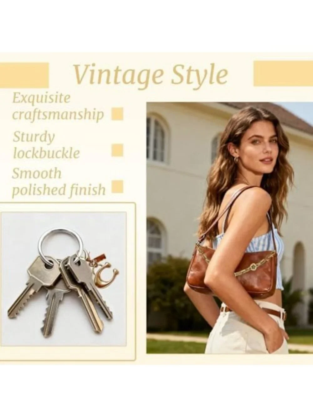 3 Pack Vintage Gold Purse Charms & Keychains, Stylish Bag Strap Extenders for